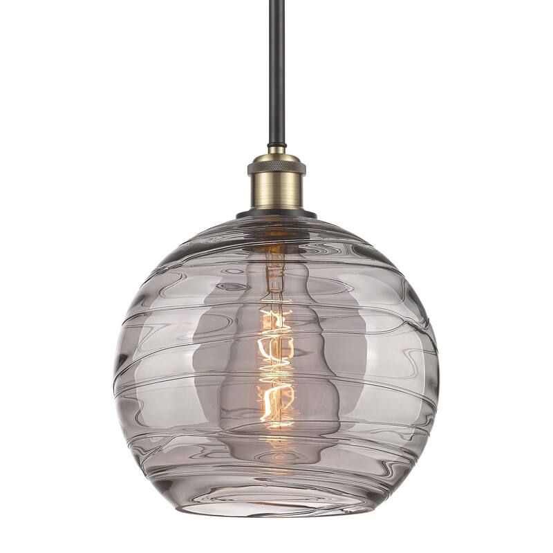 Innovations Lighting 516-1S-12-10 Athens Deco Swirl Pendant Athens - Black Antique Brass / Light Smoke Deco Swirl