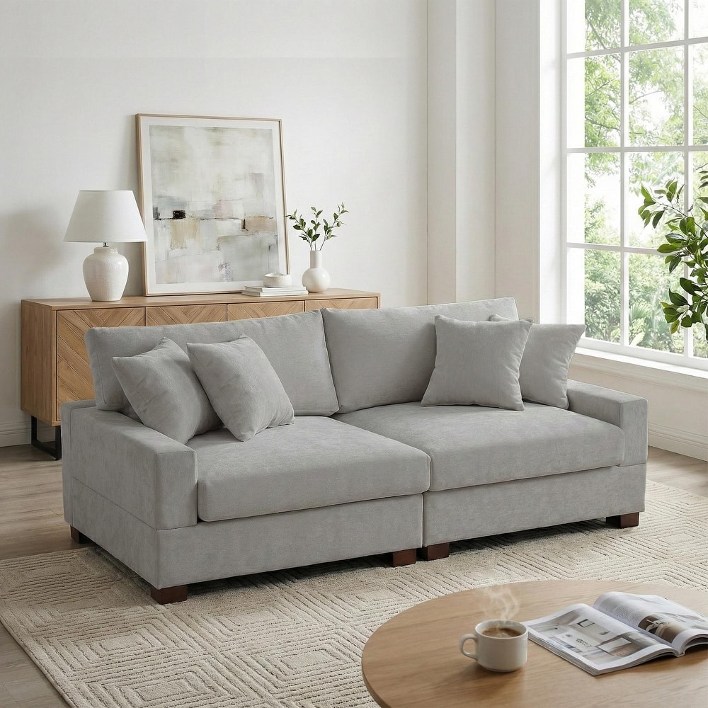 Modern Upholstered Chenille Modular Sectional Sofa with Pillow