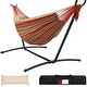 preview thumbnail 34 of 86, Double Cotton Hammock with Space Saving Steel Stand Red&yellow
