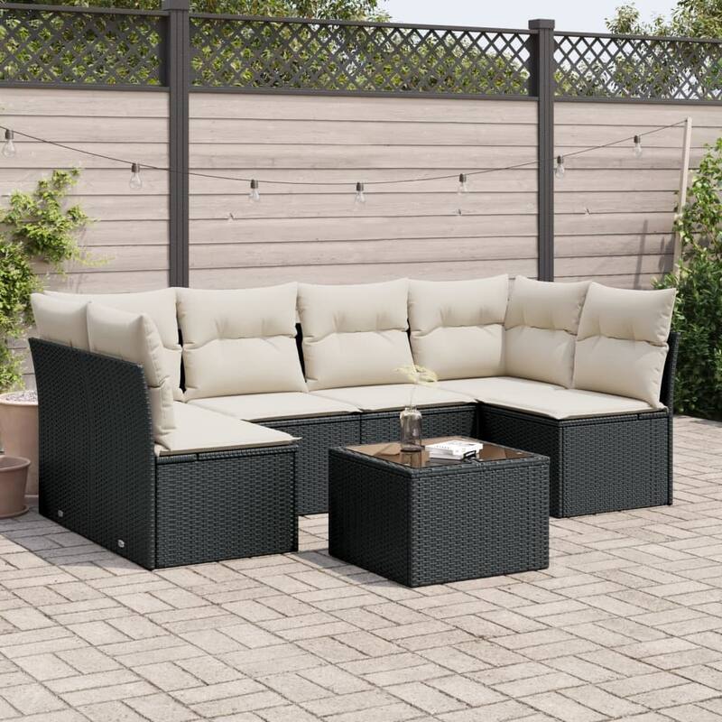 vidaXL Garden Sofa Set Black, Cream White - 21.7 x 21.7 x 14.6