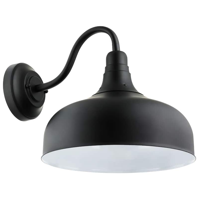 Sunlite Black LED Warm White 3000K Outdoor Dimmable Gooseneck Barn Light Wall Mounted Sconce - 12 in