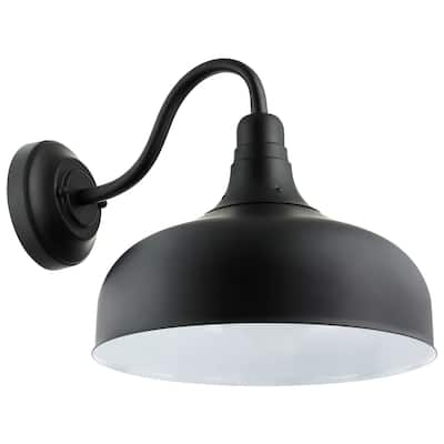 Sunlite Black LED Warm White 3000K Outdoor Dimmable Gooseneck Barn Light Wall Mounted Sconce - 12 in