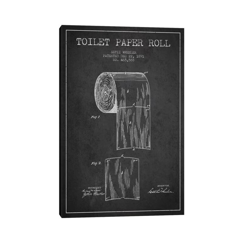 iCanvas 'Toilet Paper Charcoal Patent Blueprint' Canvas Print