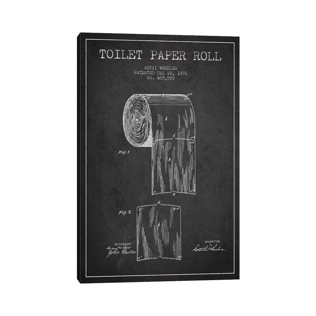 iCanvas 'Toilet Paper Charcoal Patent Blueprint' Canvas Print