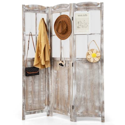 Costway 6FT Retro 3-Panel Room Divider Folding Privacy Screen - See Details