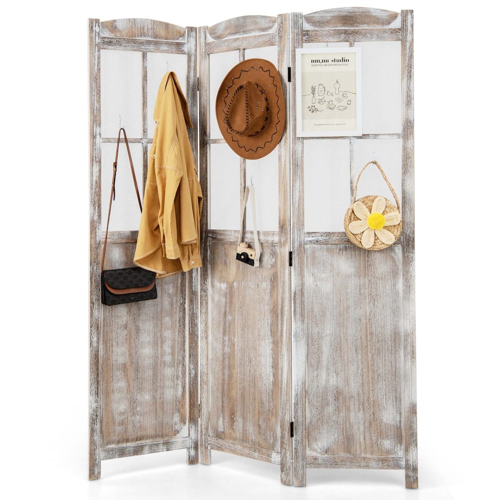 Costway 6FT Retro 3-Panel Room Divider Folding Privacy Screen - See Details