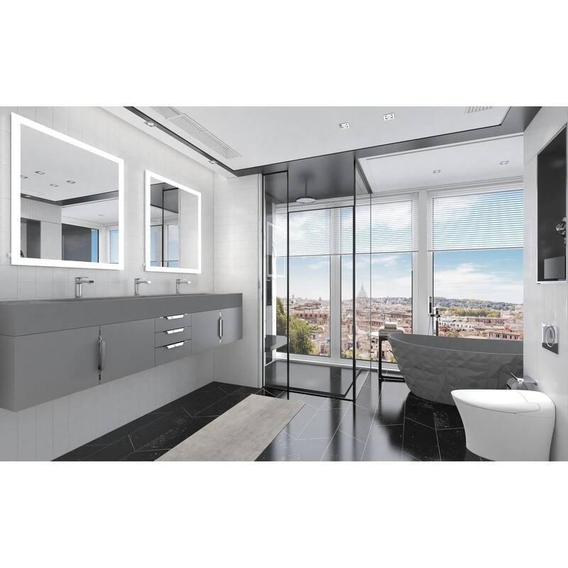 Nile 84" Wall Mounted Bathroom Vanity Set gr/ Gray Top