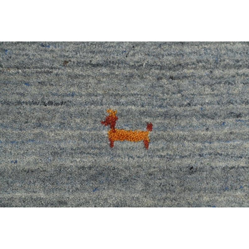 Hand Knotted Oriental 100% Wool Carpet Tribal Animal Pictorial Greys & Charcoal Gabbeh Area Rug - 9' 1'' X 9' 1''