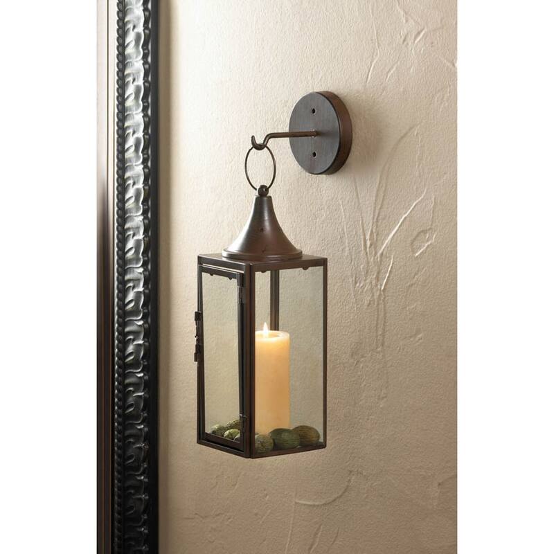 Gatehouse Hanging Candle Lantern - 11.75" - Brown