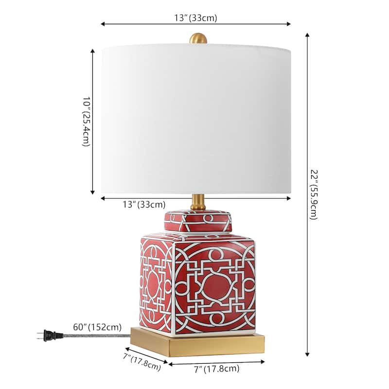 Stockholm 22" Ceramic/Metal Ginger Jar LED Table Lamp, by JONATHAN Y