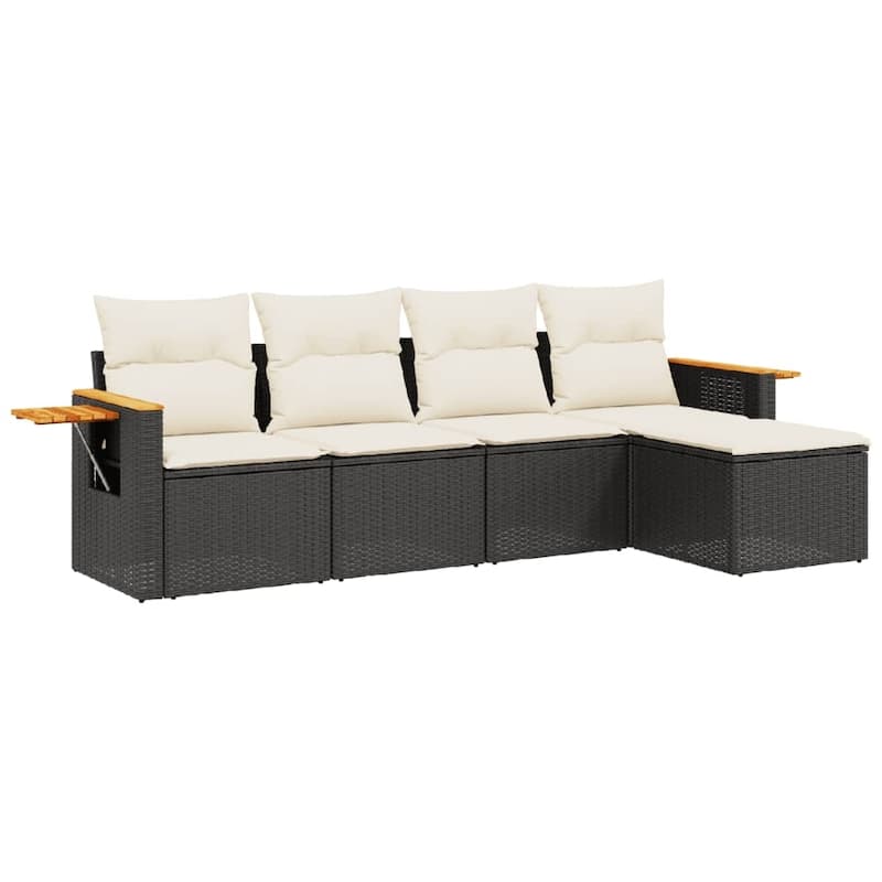 vidaXL Patio Sofa Set with Cushions Outdoor Conversation Furniture Poly Rattan - 21.7 x 21.7 x 14.6 in