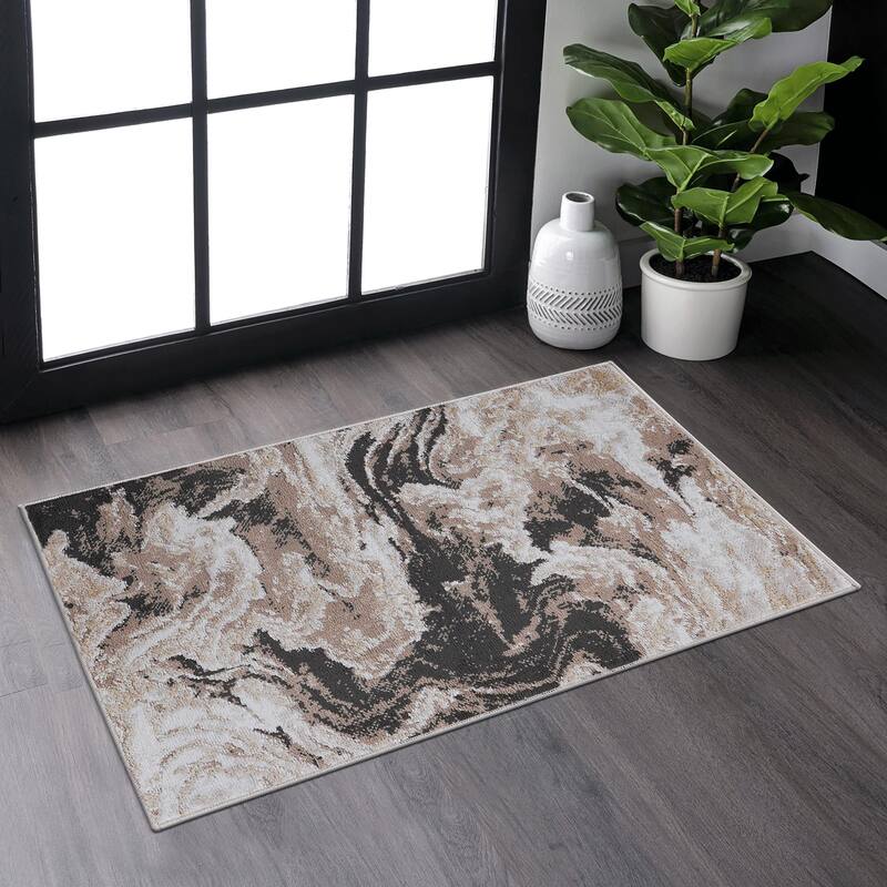 LOOM & LUXE Collection Abstract Non-Shedding Area Rug