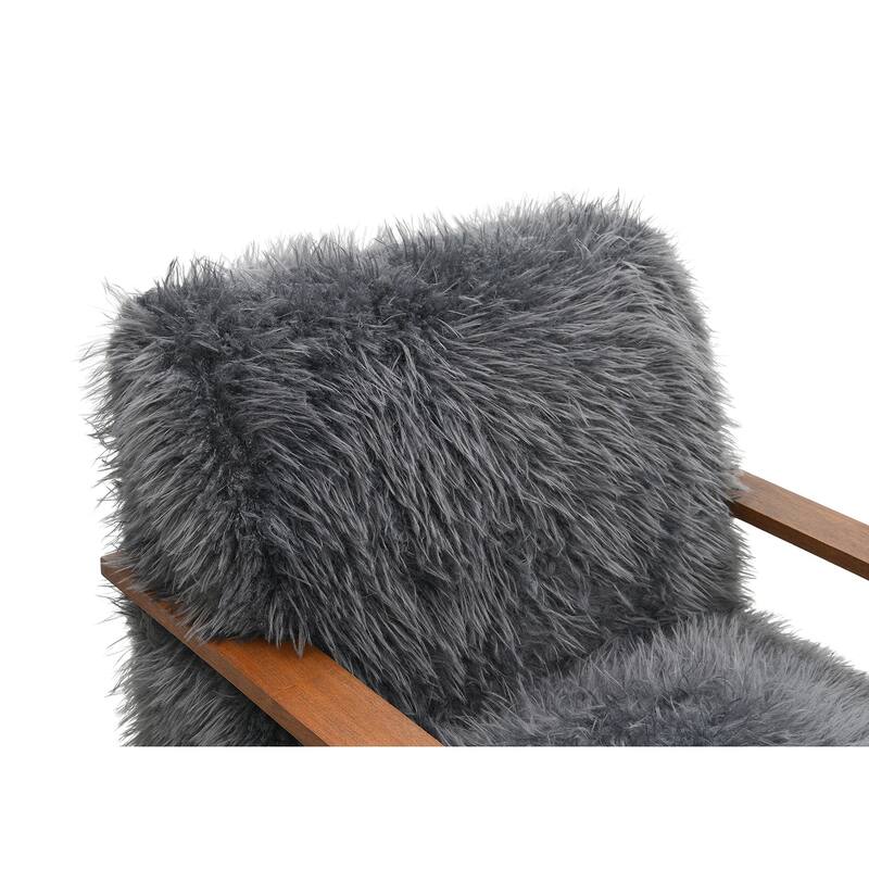 Contemporary Style 1pc Accent Chair Retro Inspired Curves Wooden Arms Tight Seat And Back Primary Living Room