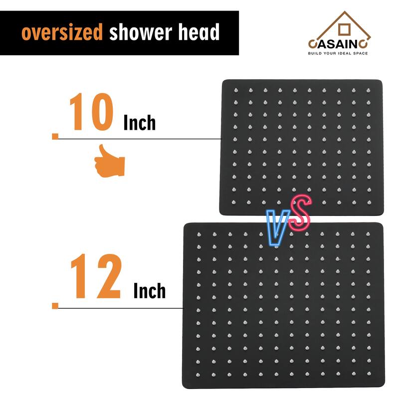 3-Spray Pattern 10 in. Wall Mount Shower System Shower Head and Functional Handheld, Matte Black (Valve Included) - 10 inch