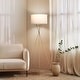 preview thumbnail 11 of 10, Brightech Jaxon 60 in. Antique Brass Mid-Century Modern LED Super Bright Floor Lamp with White Fabric Drum Shade