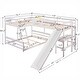 preview thumbnail 5 of 7, White Twin over Full Bunk Bed with Twin Size Loft Bed with Desk and Slide, Full-Length Guardrail