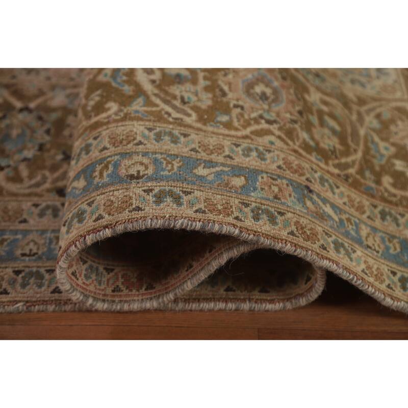 Hand Knotted Oriental 100% Wool Carpet Traditional Floral Pink Mashad Area Rug - 13' 3'' X 9' 7''