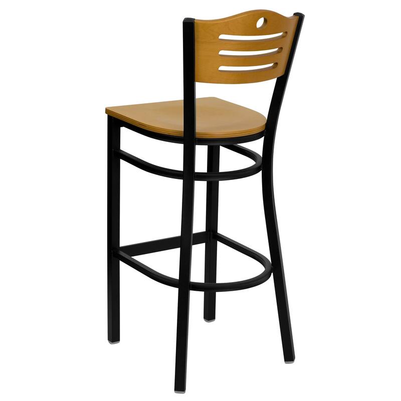 Slat Back Metal Restaurant Barstool - 16.5"W x 20.25"D x 42.75"H - 16.5"W x 20.25"D x 42.75"H