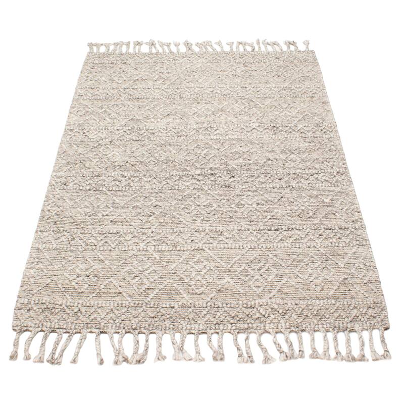 ECARPETGALLERY Braid weave Sienna Grey Wool Rug - 5'1 x 7'10