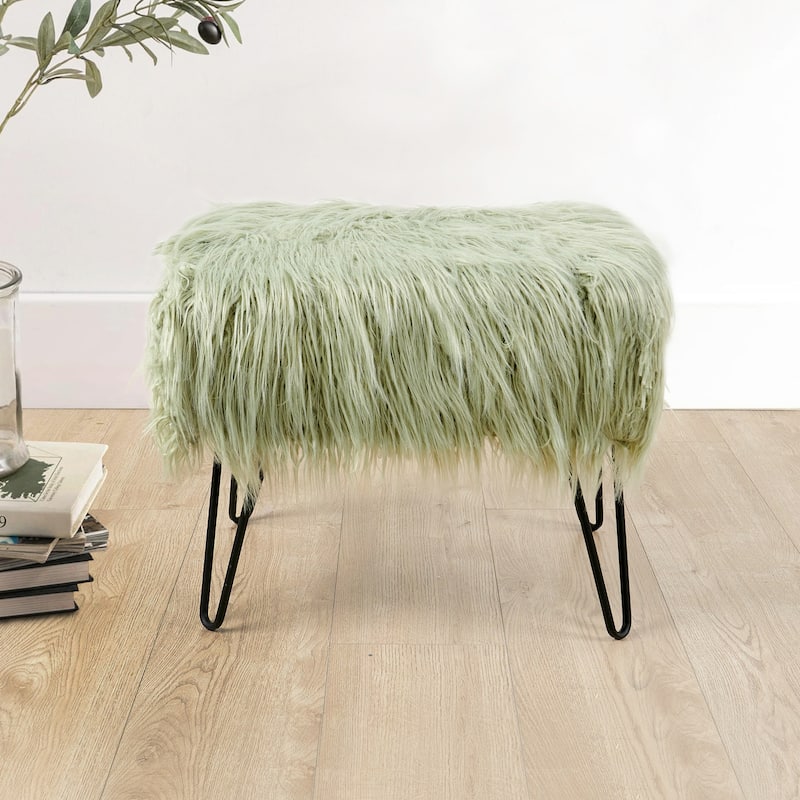 Mongolian Fauxfur Ottoman