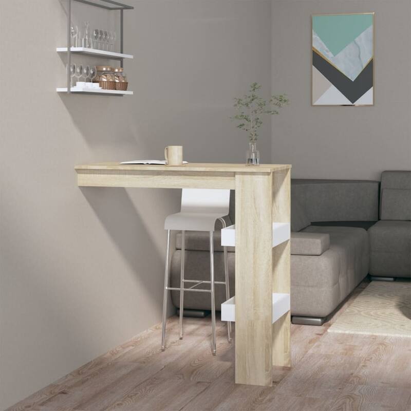 vidaXL Wall Bar Table Kitchen Bar Dining Table Computer Desk Engineered Wood - 40.2" x 17.7" x 40.7"