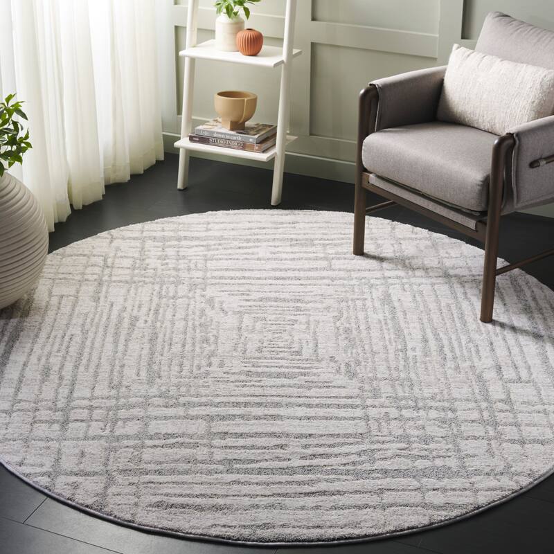 SAFAVIEH Northport Siranush Rug - Ivory/Grey - 6'7" Round