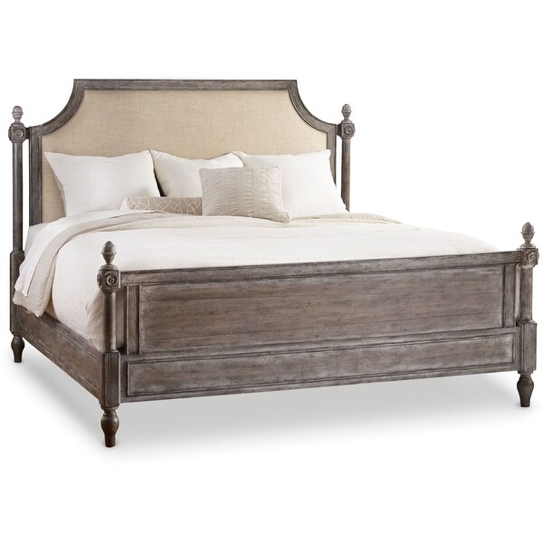 Hooker Furniture 5701-90650 Queen Solid Hardwood Poster Bed Frame from the True Vintage Collection - Soft Whitewashed Driftwood