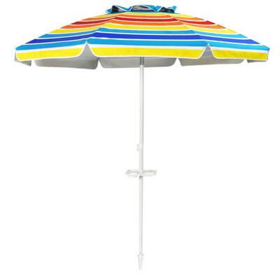 Large 7.2 ft Beach Umbrella with Adjustable Tilt and Sun Protection and Sturdy 8-Rib Frame - 7.2'Dia x 7.2'H