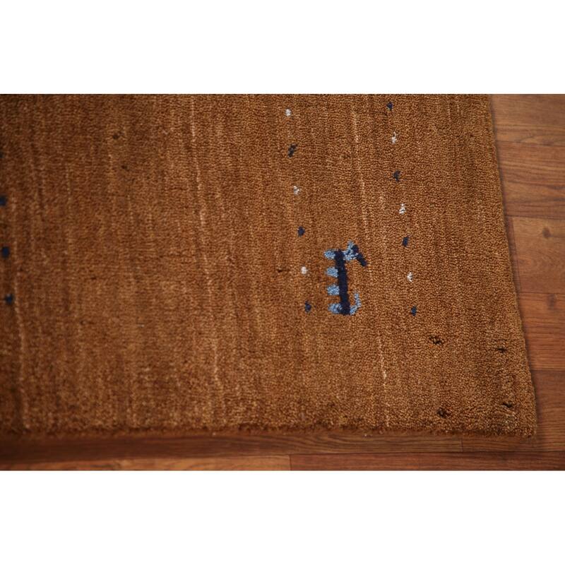 Brown Animals Tribal Gabbeh Oriental Area Rug Wool Carpet - 4'8"x 6'6"