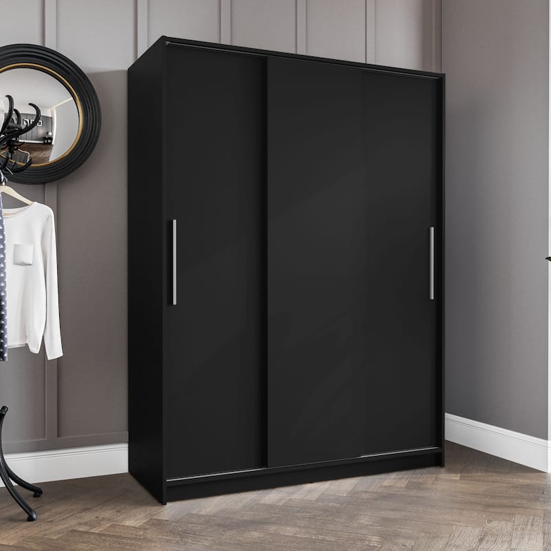 Polifurniture Denmark Bedroom Armoire with 3 Sliding Doors - Black