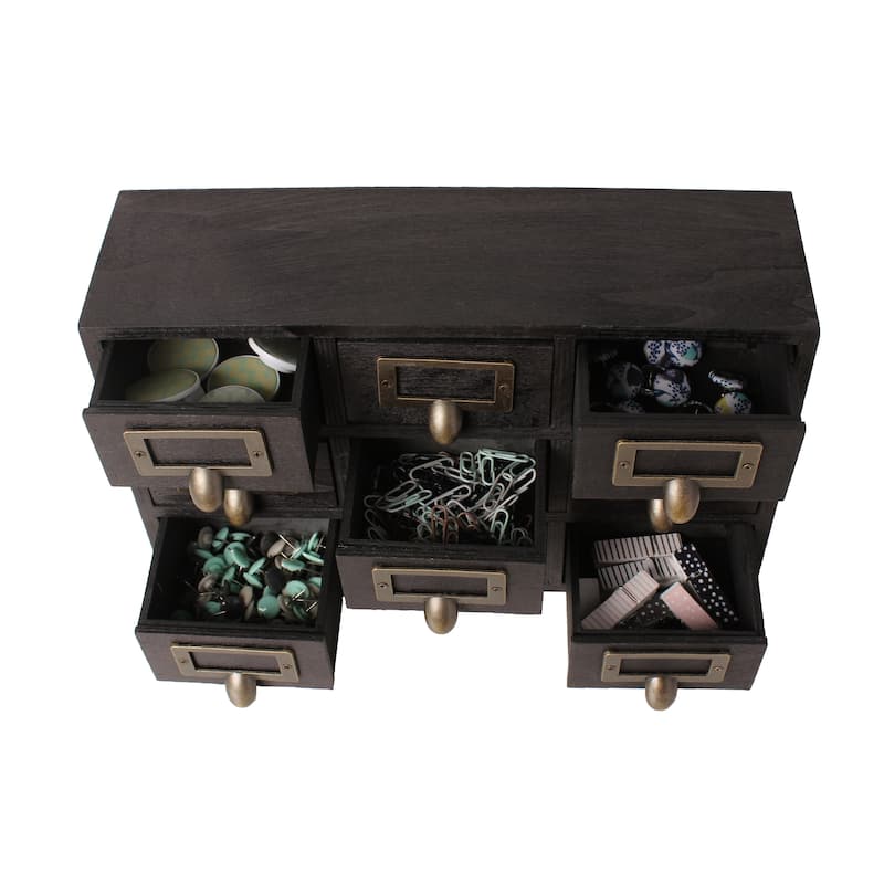 Kate and Laurel Apothecary Wood Desk Drawer Set, 9 Drawers
