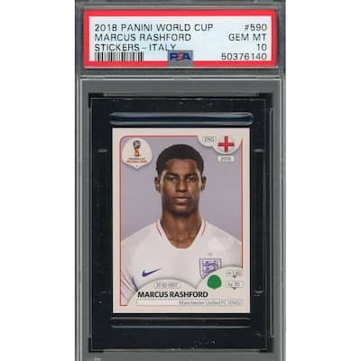 Marcus Rashford 2018 Panini World Cup Rookie Stickers Italy Card #590 PSA 10 - 8'6" x 11'6"
