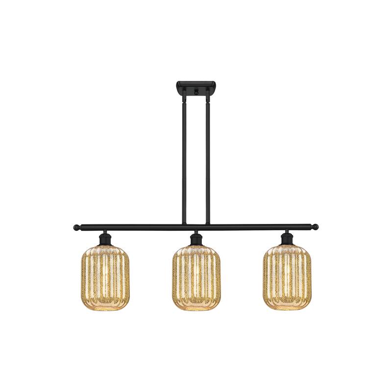 Innovations Lighting Endless Possibilities Ballston - Preston - 3 Light 36" Jar Shade Stem Hung Island Light - Mercury/Matte Black