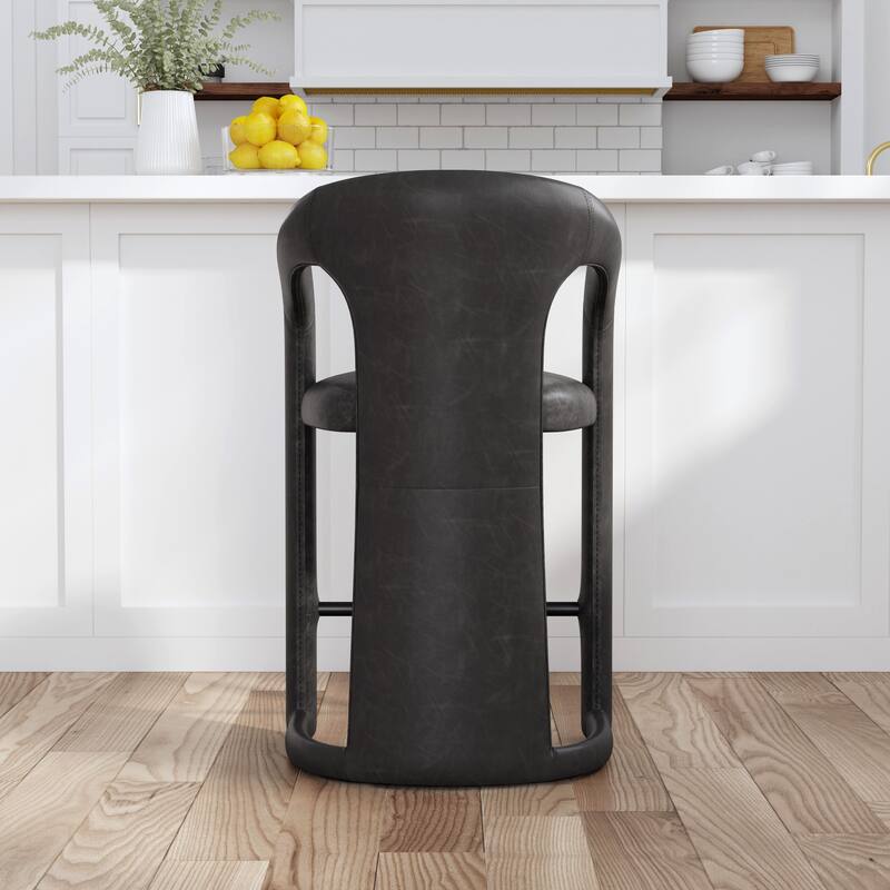 Classic Home Archie 26" Distressed Leather Stool