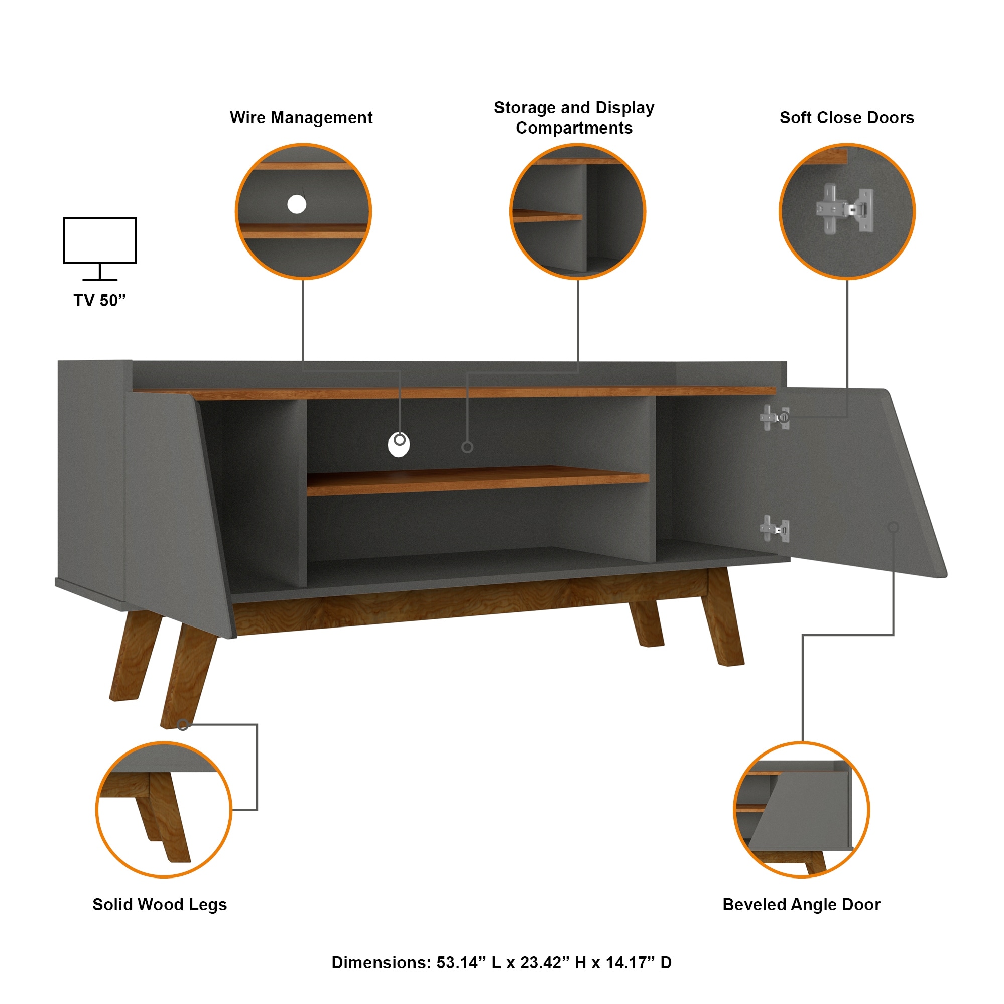 Marcus 53" TV Stand in Black