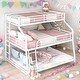 preview thumbnail 11 of 18, Twin XL/Full XL/Queen Triple Bunk Bed with Ladder & Guardrails,Black White