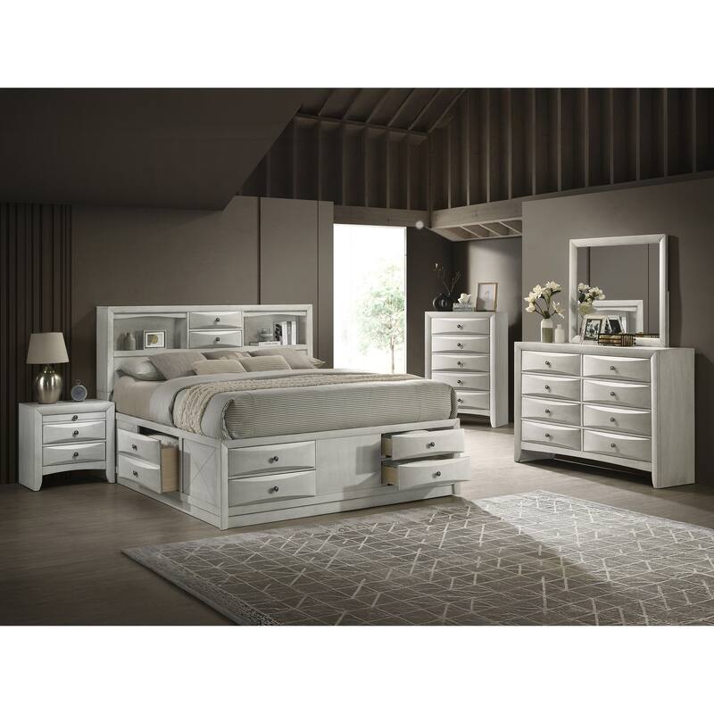 Charming Wooden Nightstand with Curved Drawer Fronts and Ample Storage