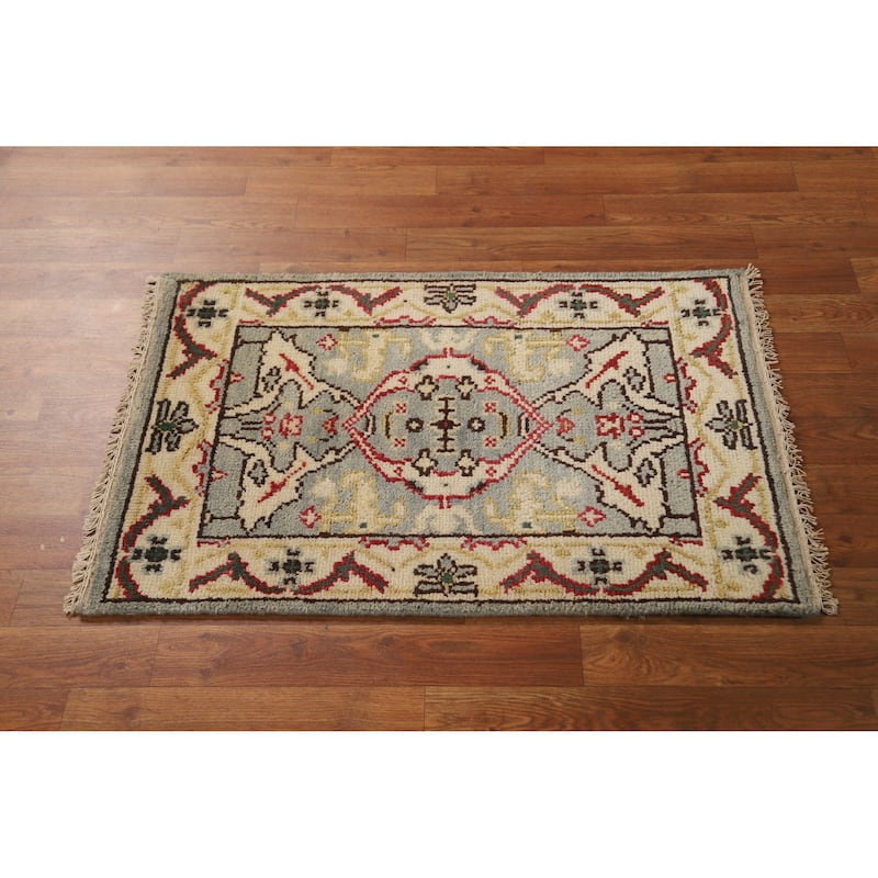 Geometric Oushak Oriental Foyer Rug Handmade Wool Carpet - 2'0"x 3'0"