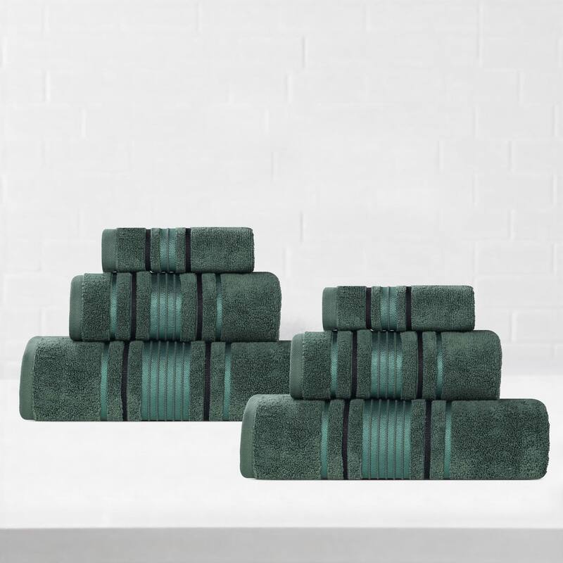 Superior Sadie Zero Twist Cotton 6 Piece Solid Towel Set - Forest Green
