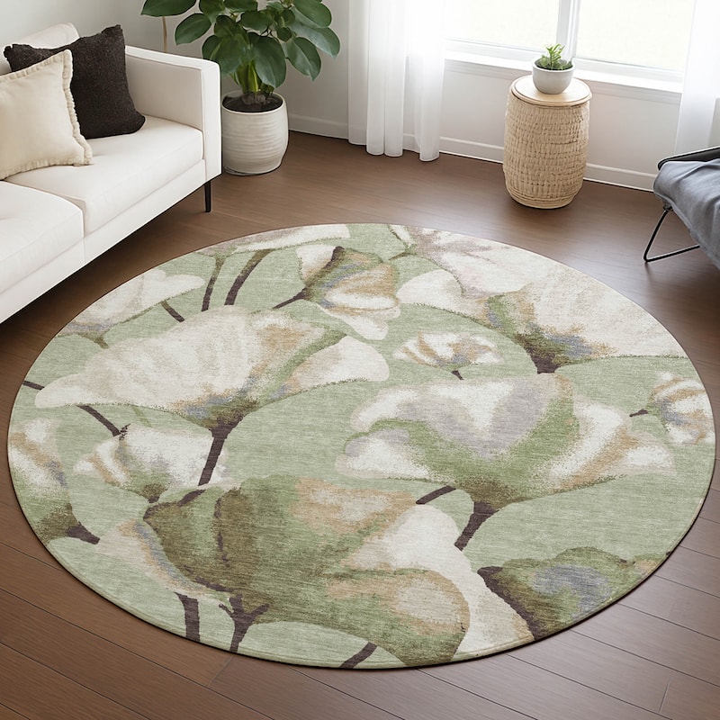 Machine Washable Indoor/ Outdoor Floral Love Chantille Rug
