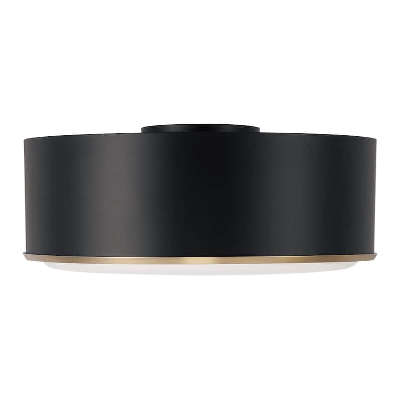 15"W x 6"H 3-Light Semi Flush Mount with Matte Brass Details and Frosted White Diffuser - 15.5"W x 5.75"H