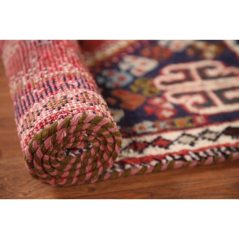 Shiraz Persian Vintage Area Rug Handmade Wool Carpet - 3'1"x 4'3"