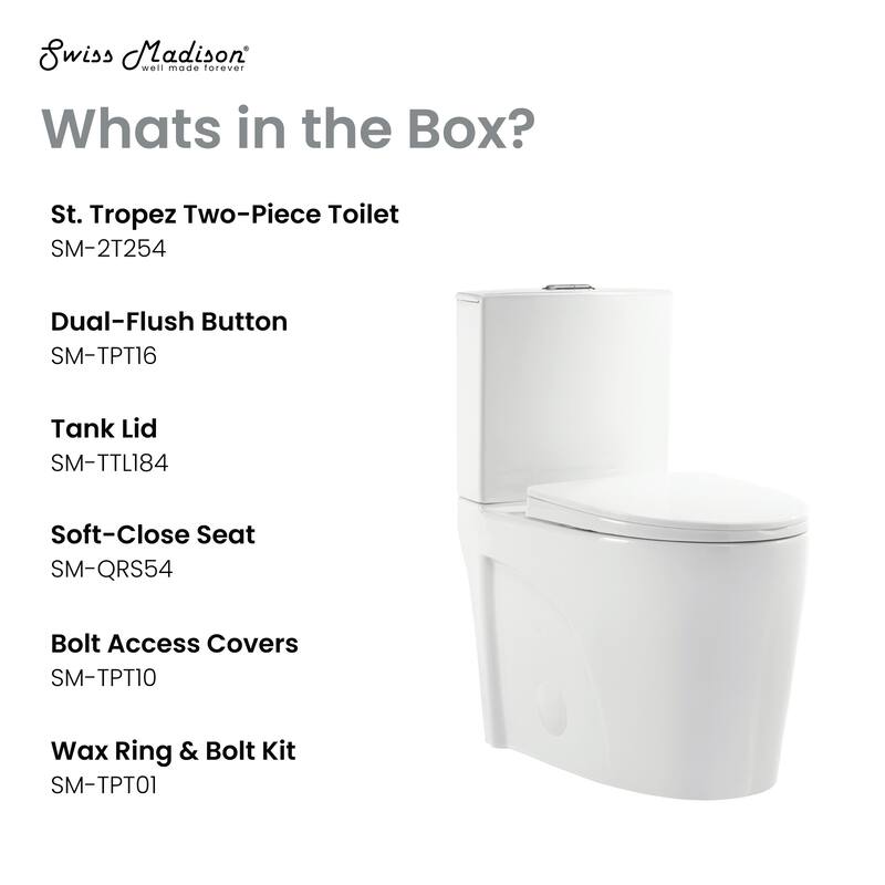 Angers Two-Piece Elongated Toilet Vortex Dual-Flush 1.1/1.6 Gpf - 27.35" x 15.75" 31.7"