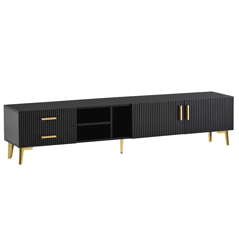 Modern TV Stand with 5 Champagne legs - Durable, stylish, spacious, versatile storage TVS up to 77"