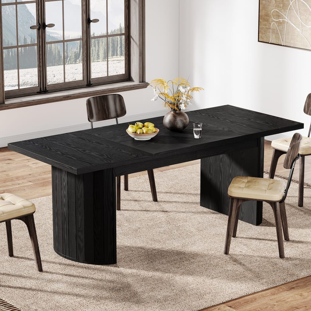 78.7 Inches Brown Wood Dining Table Kitchen Table for 8 People