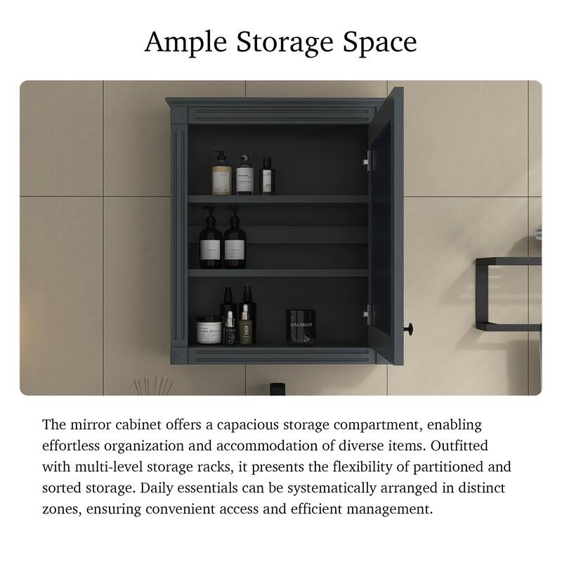 24'' x 27'' Wall Mounted Medicine Cabinet with Height Adjustable Shelf