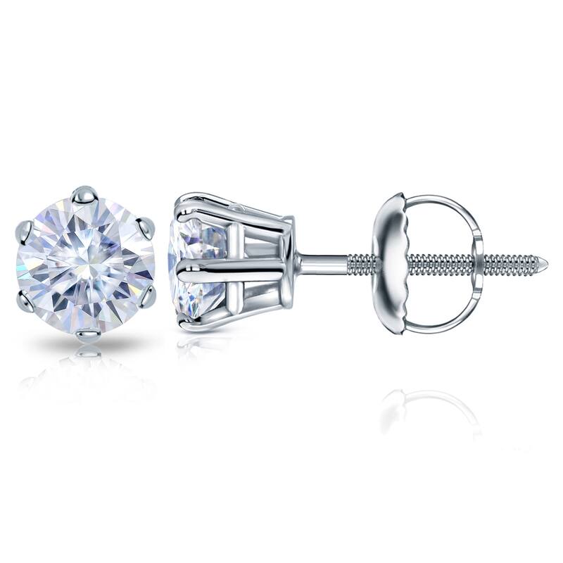 Auriya 1 1/2ctw Round Moissanite Stud Earrings 14k Gold - 5.9 mm - White
