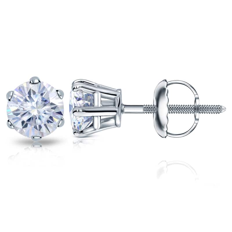 Auriya 1ctw Round Moissanite Stud Earrings 14k Gold - 5 mm - White