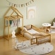 preview thumbnail 2 of 7, Twin Size Wooden Children's Bed Platform Bed with Detachable Headboard and Integrated Clothes Drying Rack