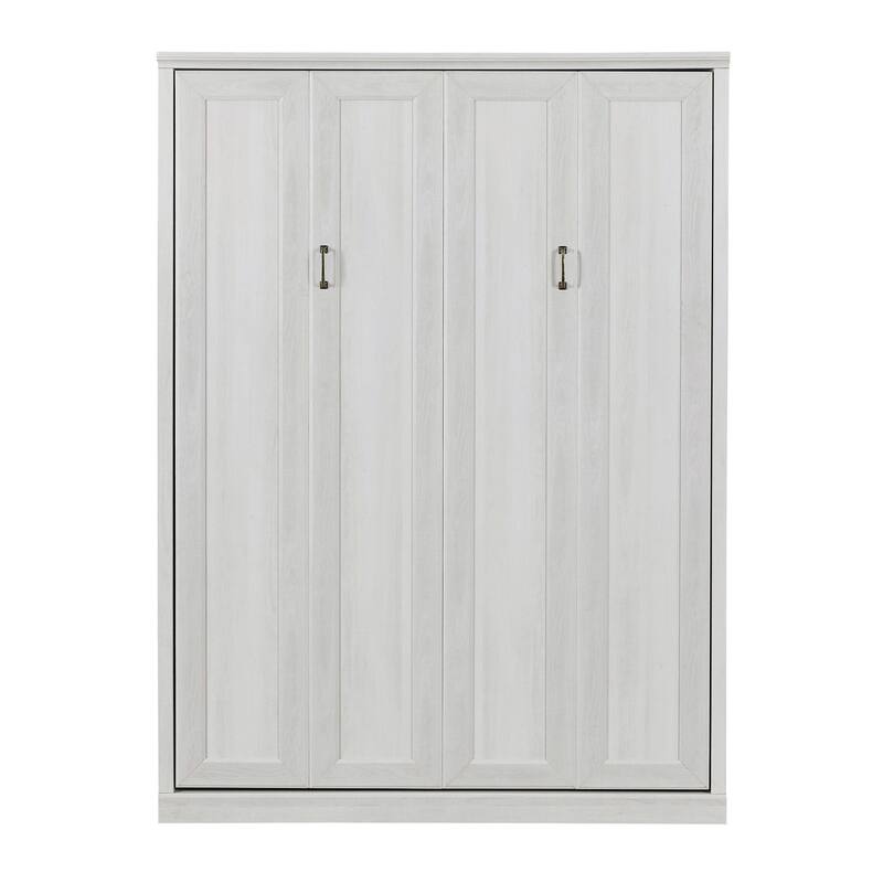 Half Self-Close and Open Murphy Bed with 2 Side Cabinet Storage Shelf